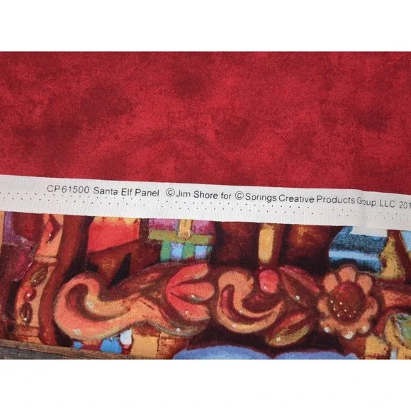 Jim Shore Fabric, Santa and Elf Panels Pre-marked for cutting 3 panels - 34x44" - Picture 5 of 5